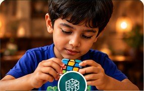 Child solving a Rubik’s Cube